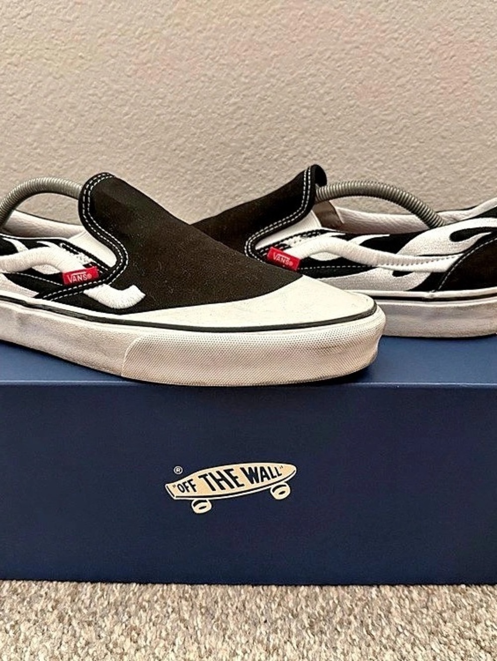 A$AP Rocky Vans Slip-On Black & White Flame Size US 11 Like New